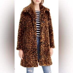 JCREW animal print leopard coat L NWT